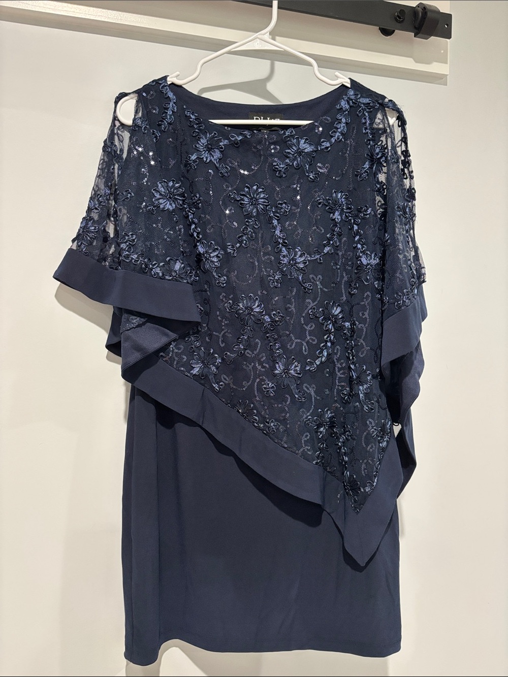 Elegant Navy Embellished Women's Dress